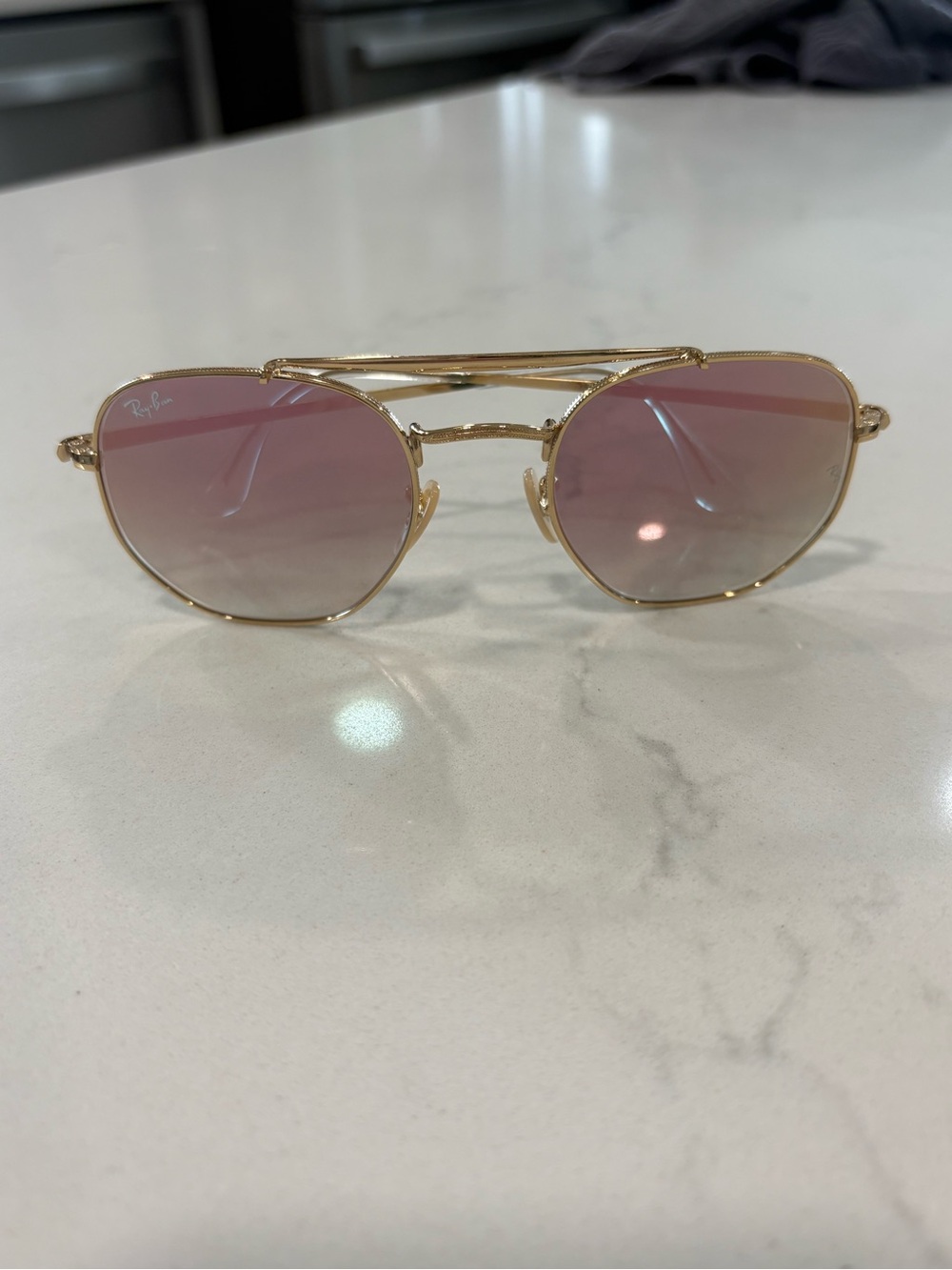 Ray-Ban Marshal Gold Frame Sunglasses with Pink Gradient Lenses
